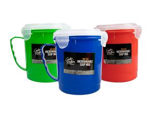 2 x Microwave Soup Mug 600ml Food Porridge Bowl Cup Container Airtight Clip Lock