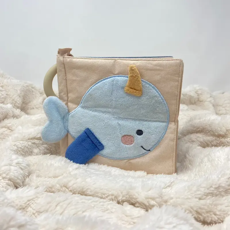 Ocean Friends Baby Fabric Book with Silicone Ring toddler busy 6