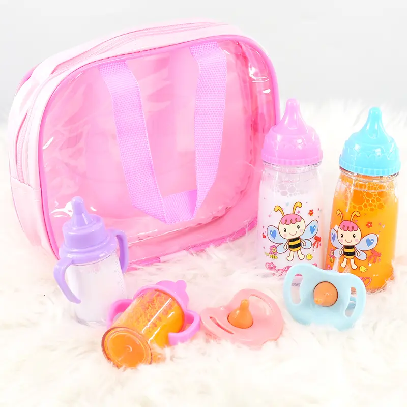 BiBi Doll 7-In-1 Baby Doll Accessories Set – Baby Dolls Bottles With Disappearing Milk And Juice, Carry Bag, Dummies – Magic Milk Bottle Baby Doll Dummy Baby Doll Feeding Set Baby Doll Bottle 1