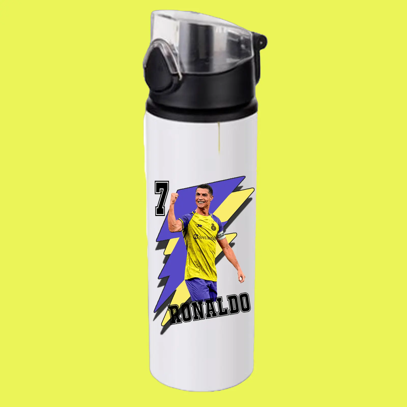 Personalised Cristiano Ronaldo water bottle, gym, school, football, sports, gift