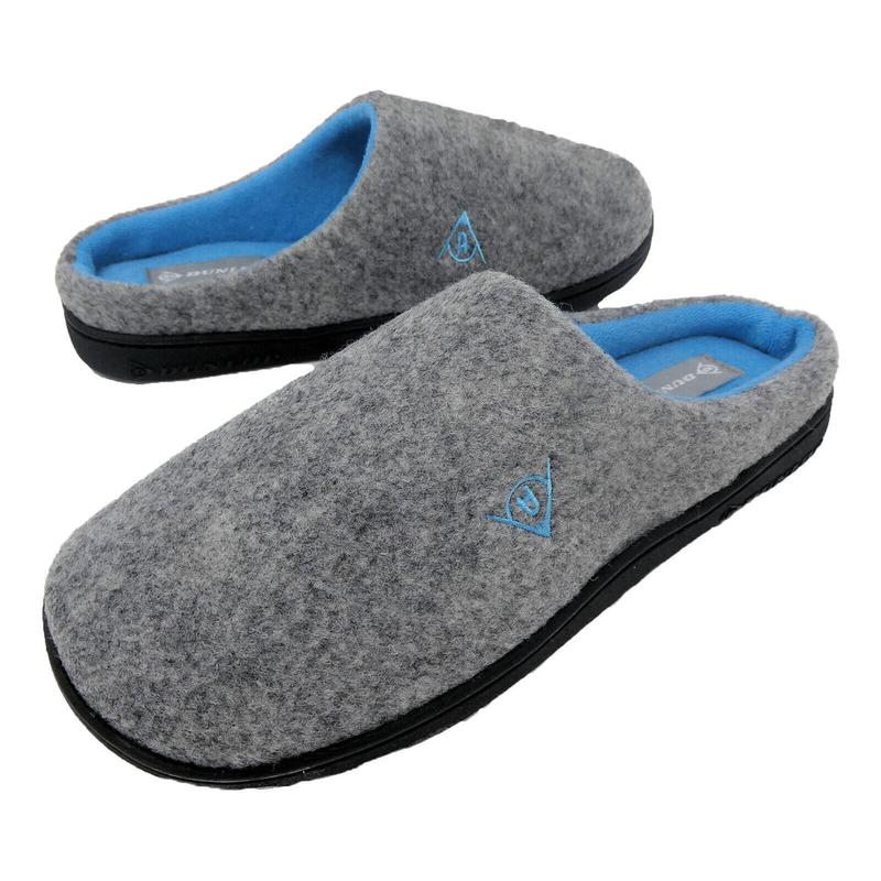 Dunlop Mens Two-Tone Plush Lined Memory Foam Mule Slip On House Slippers 1
