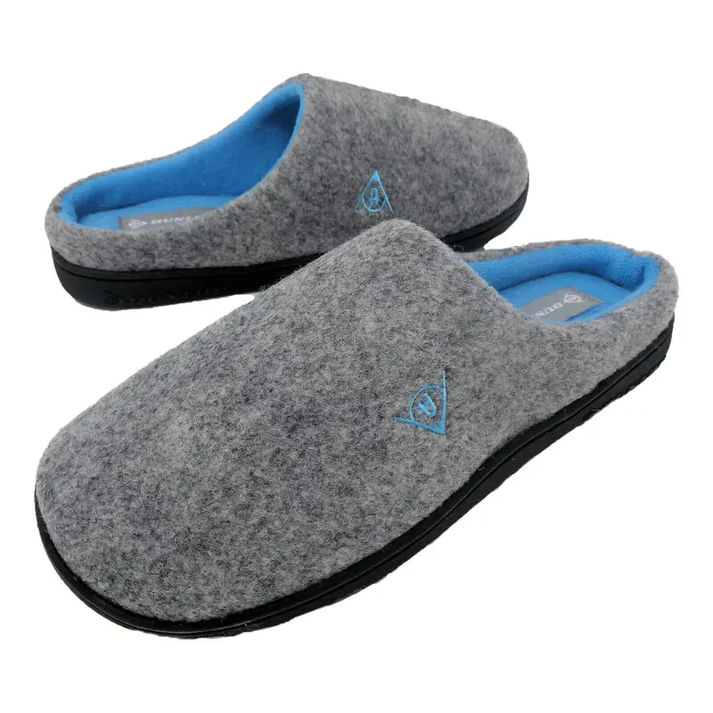 Dunlop Mens Two-Tone Plush Lined Memory Foam Mule Slip On House Slippers 1