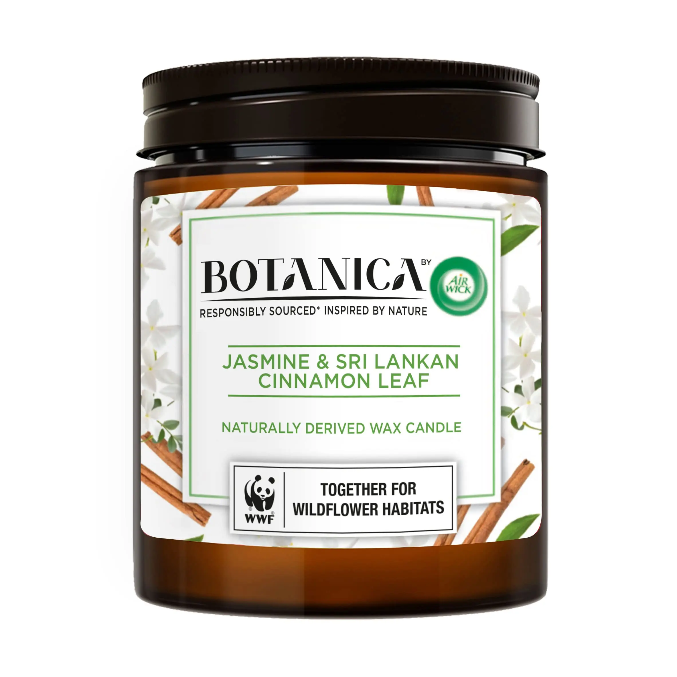 Airwick Botanica Candle Jasmine and Sri Lankan Cinnamon Leaf 500G