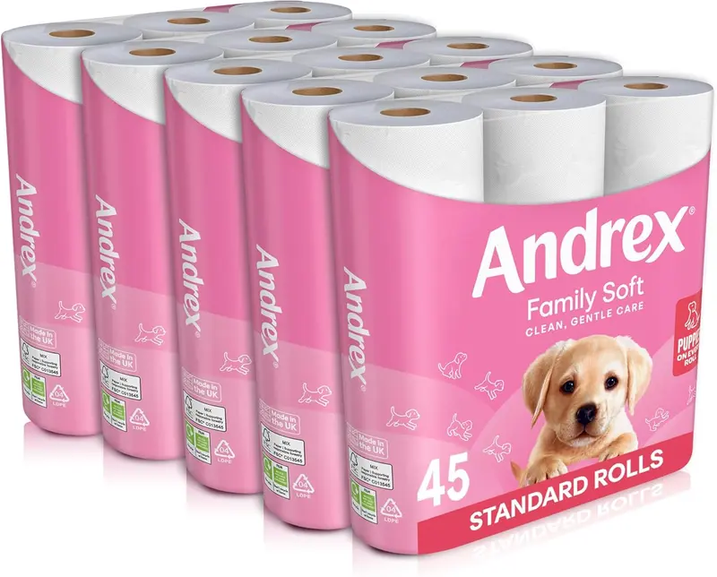 Family Soft Toilet Tissue 45 Toilet Rolls (Previously Andrex Gentle Clean Toilet Paper), Gentle on your Family’s skin– Bulk Pack of 72 Toilet Rolls, Packaging May Vary Wipes 2