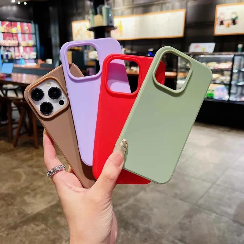 Simple Solid Color Lens Bumper Shock Protection Phone Case for IPhone 16 14 15 Pro Max 13 Soft Matte Cover for IPhone 16pro 3