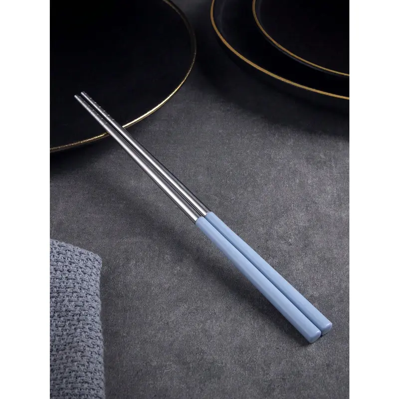 4pairs/set Stainless Steel Chopsticks, Color Block Chopsticks For Dining Cutlery Tableware Multicolor 5