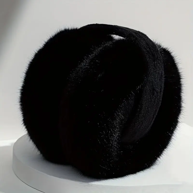 Winter Warm Foldable Earmuffs Solid Color Thick Ear Warmer Coldproof Stretchable Plush Earmuffs For Women & Men 8