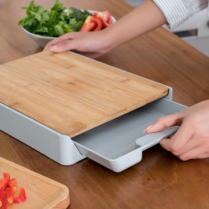 Taylor & Brown Bamboo Wooden Chopping Board with Plastic Pull Out Tray and Hanging Hook - 32.5 x 24.5 x 4.5cm - Cutting Slicing Board for Food Prep, Meat, Vegetables & Bread 4