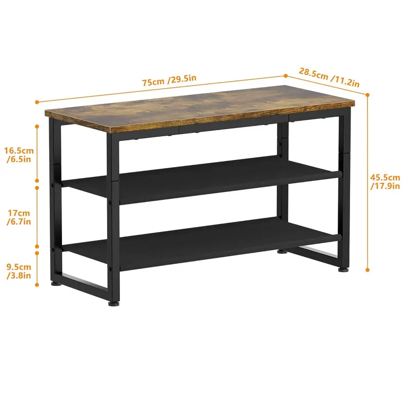 Shoe Rack with Wooden Shelf, 3 Tier Shoe Storage Bench for Entryway Living Room Hallway Bedroom Organiser 5