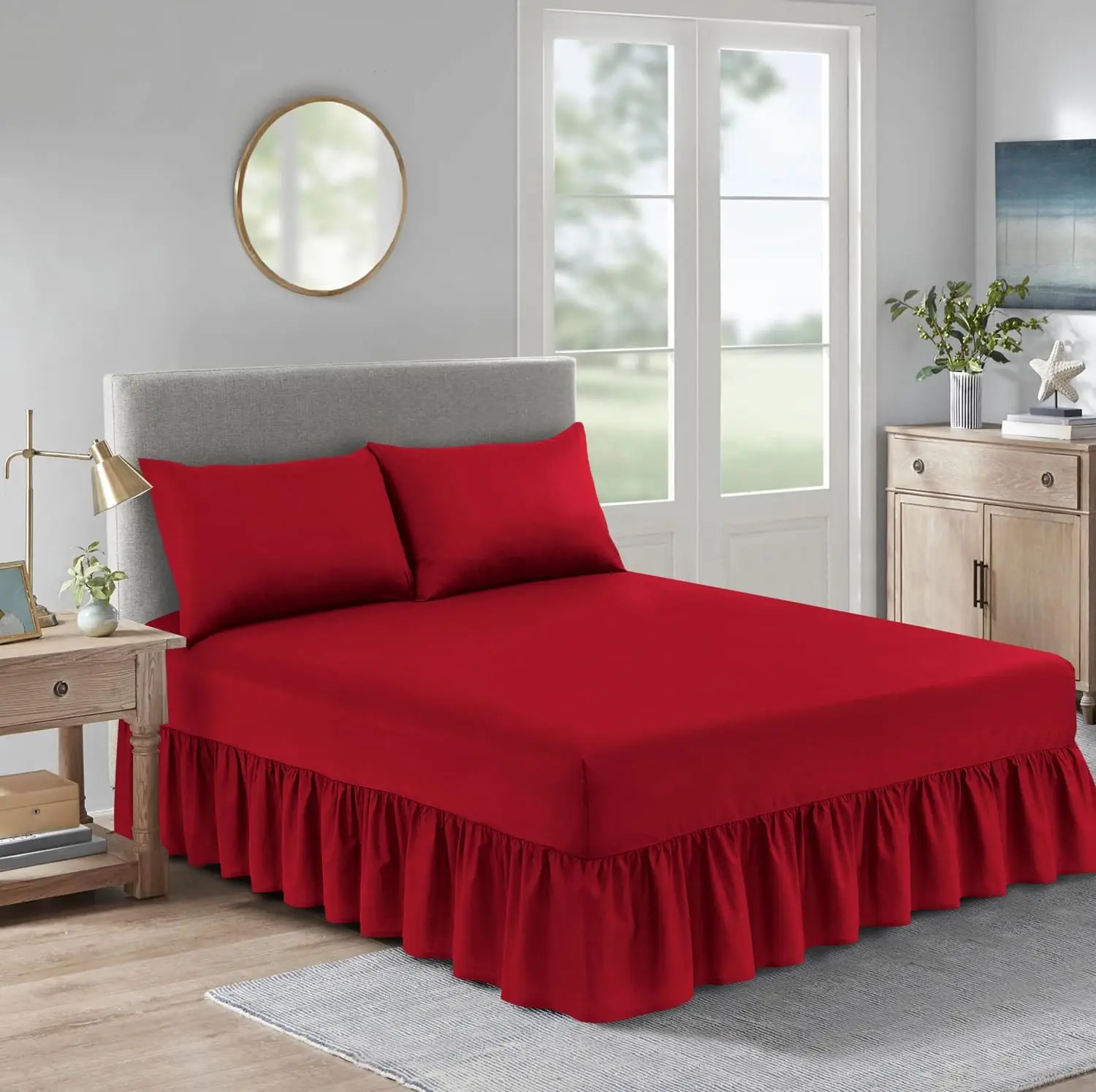 Luxurious Ultra-Soft Polycotton Valance Fitted Sheet – Elegant Plain Dyed Bed Skirt with 25cm Drop Frill and Perfect Secure Fit