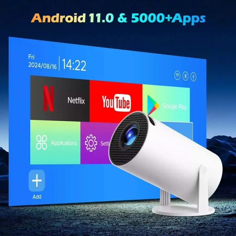 5G 4K Projector Smart HD LED WiFi Bluetooth HDMI USB Android Office Home Theater