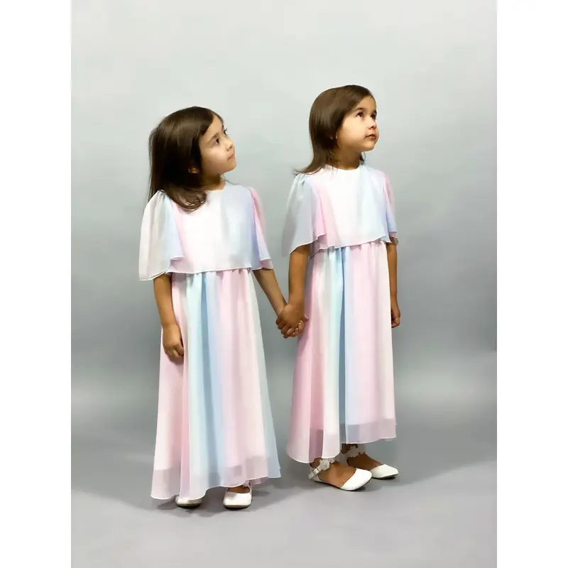 Girls Quarter Sleeve Dress | Pastel Colours 1