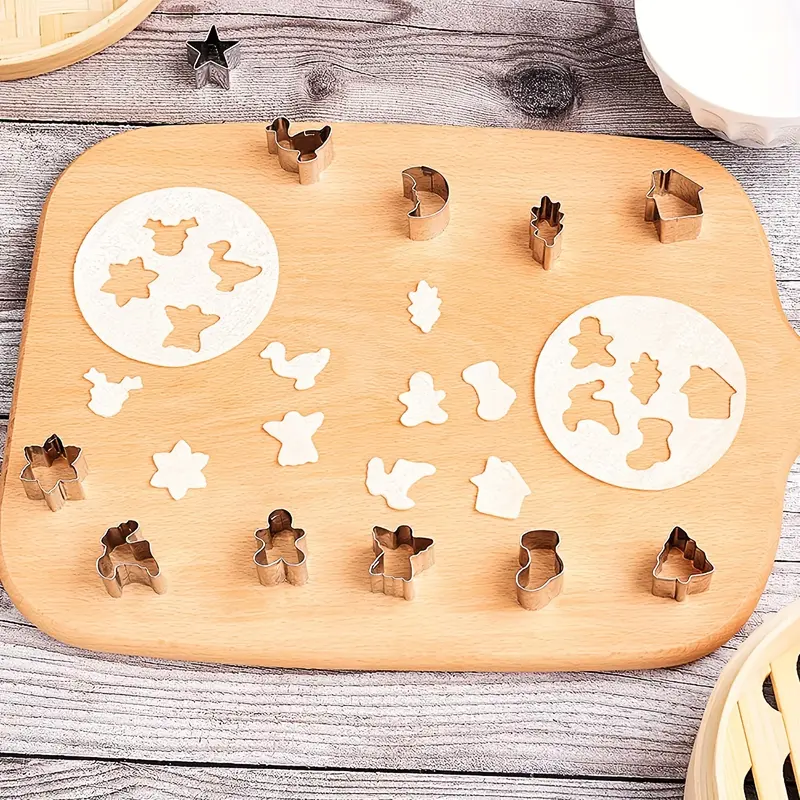 20pcs Christmas Cookie Cutter Set - Stainless Steel Mini Cutters with Santa, Reindeer & Snowman Shapes for Holiday Baking 4
