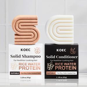 Rice Hair Wash & Conditioner Set with Clean and Nourishing Solid Shampoo and Conditioner