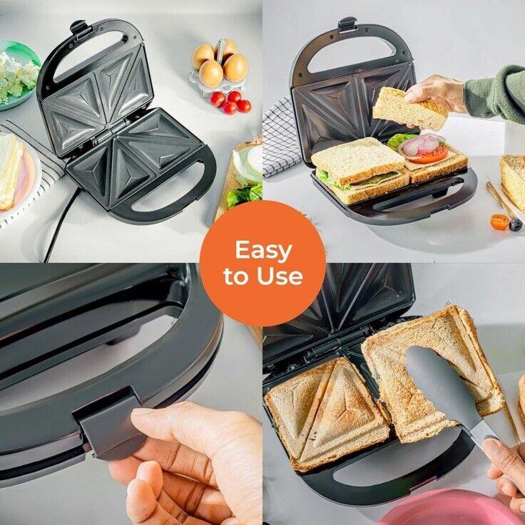 Product Introduction of Geepas 750W Toastie Maker 2 Slice Sandwich Toaster Machine Non-Stick Easy Clean 8