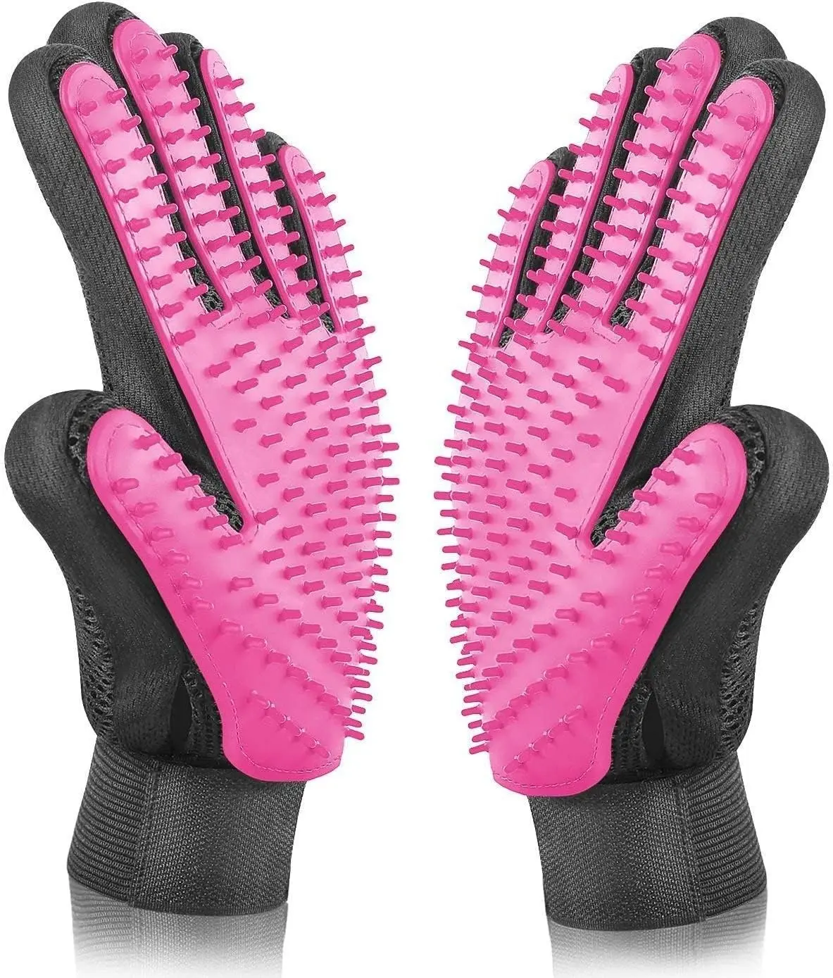 Pet Dog Cat Grooming Glove,Gentle Deshedding Brush Glove,Efficient Pet Hair Remover Mitt,Massage Tool with Enhanced Five Finger Design,for Dogs,Cats,Rabbits,Horses with Long/Short Fur,1 Pair