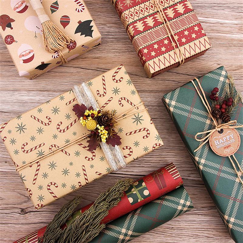 1 Sheet High Quality Christmas Wrapping Paper, Classic and Contemporary Designs Xmas Wrapping Paper Festive Designs Kraft Wrapping Paper. 2