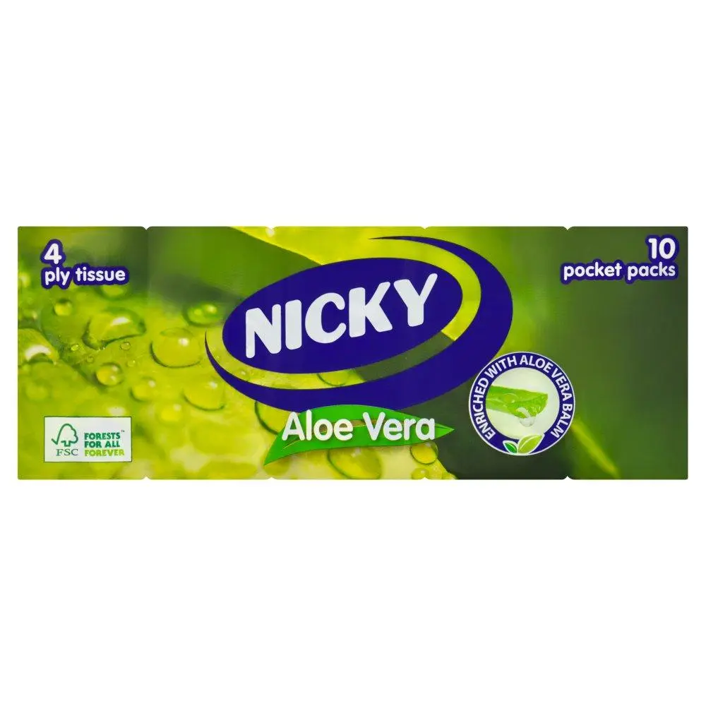 Nicky Aloe Vera 4 Ply Tissue 10 Pocket Packs (10pk × 1) Pack 1 Comfortable Napkin viva  paper  towels viva  paper  towels tissue  roll paper  towel v  tissue 4  ply  tissue