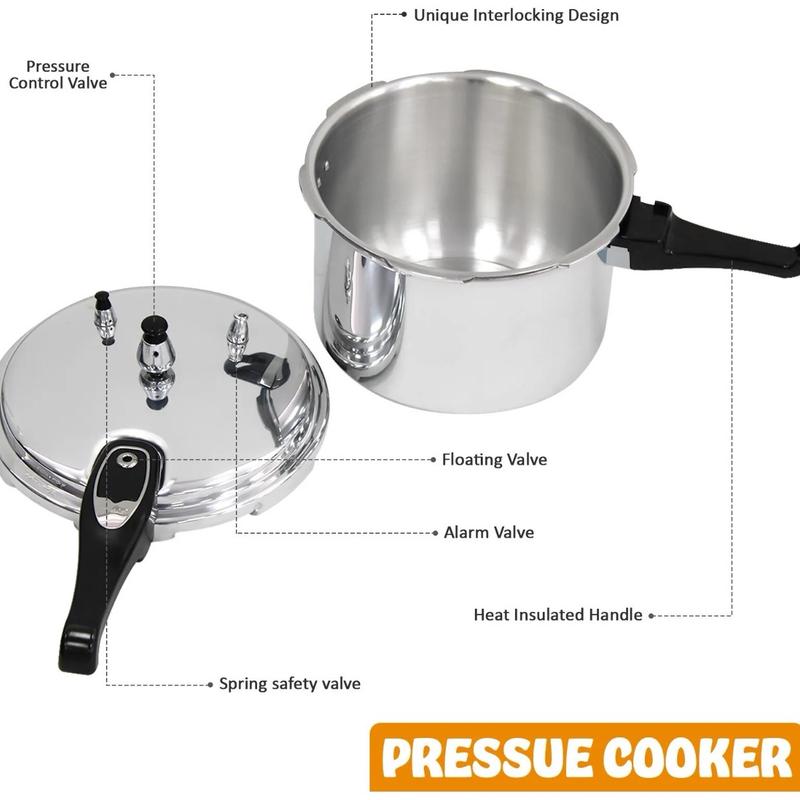 ALUMINIUM PRESSURE COOKER  KITCHEN CATERING HOME BRAND NEW WITH SPARE GASKET Aluminium Inner Pot Easy Clean Design Detachable Steam Vent Fast Cooking Aluminum Cookware Handles Induction 8