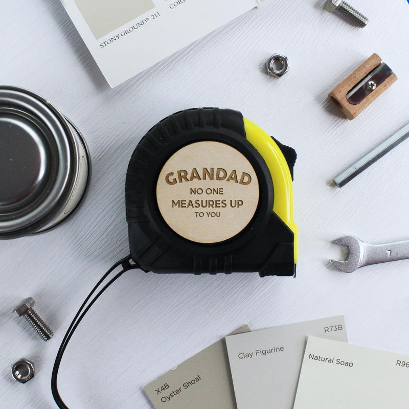 GiftsinaJiffy Personalised 3M 5M 7.5M Tape Measure, Practical Father’s Day Gift for Grandad 'No One Measures Up To You' DIY Daddy, Dad, Taid Tool Present 4