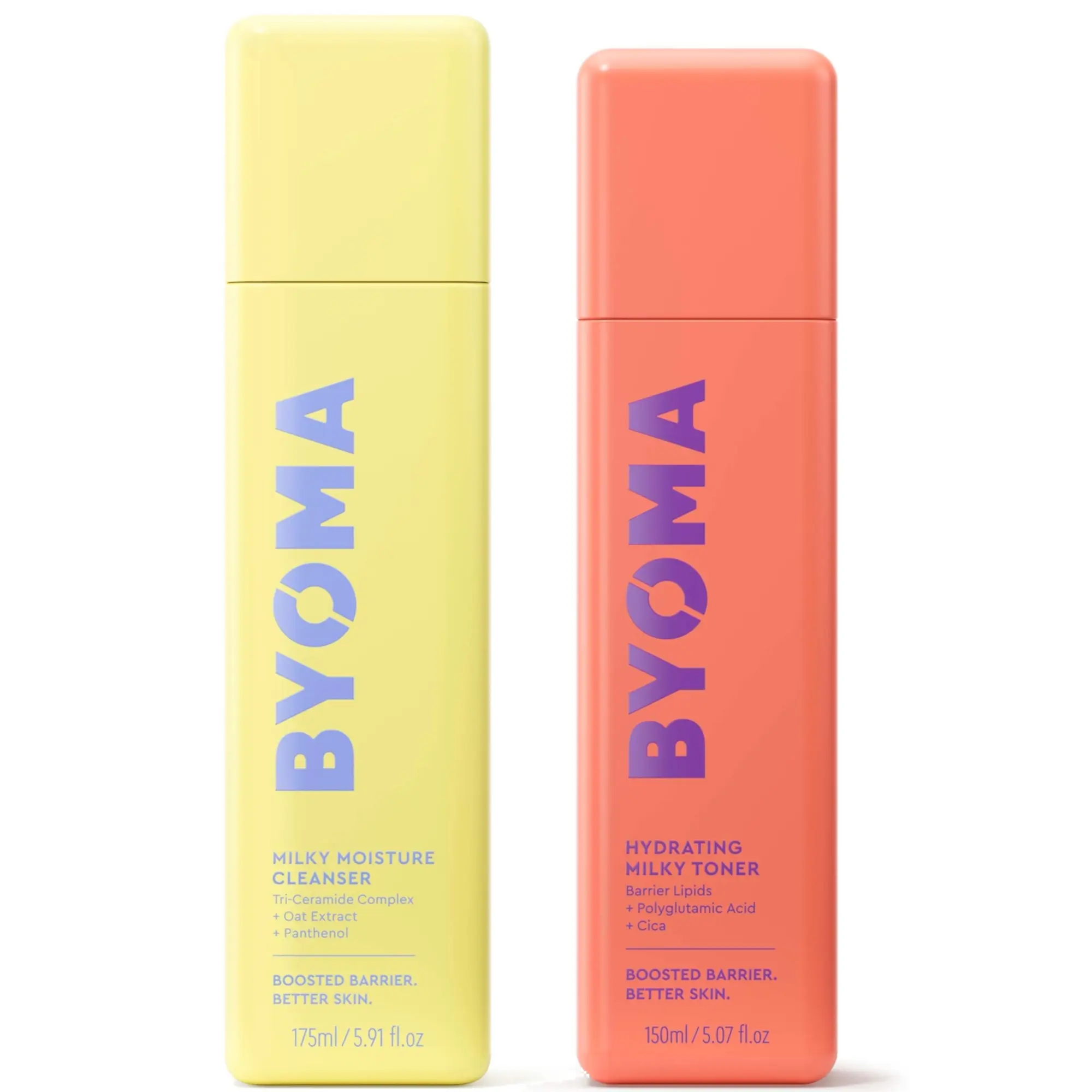 BYOMA Milky Moisture Cleanser 100ml & Hydrating Toner 150ml Bundle - Skincare for Skin Repair Sunflower Nourishing