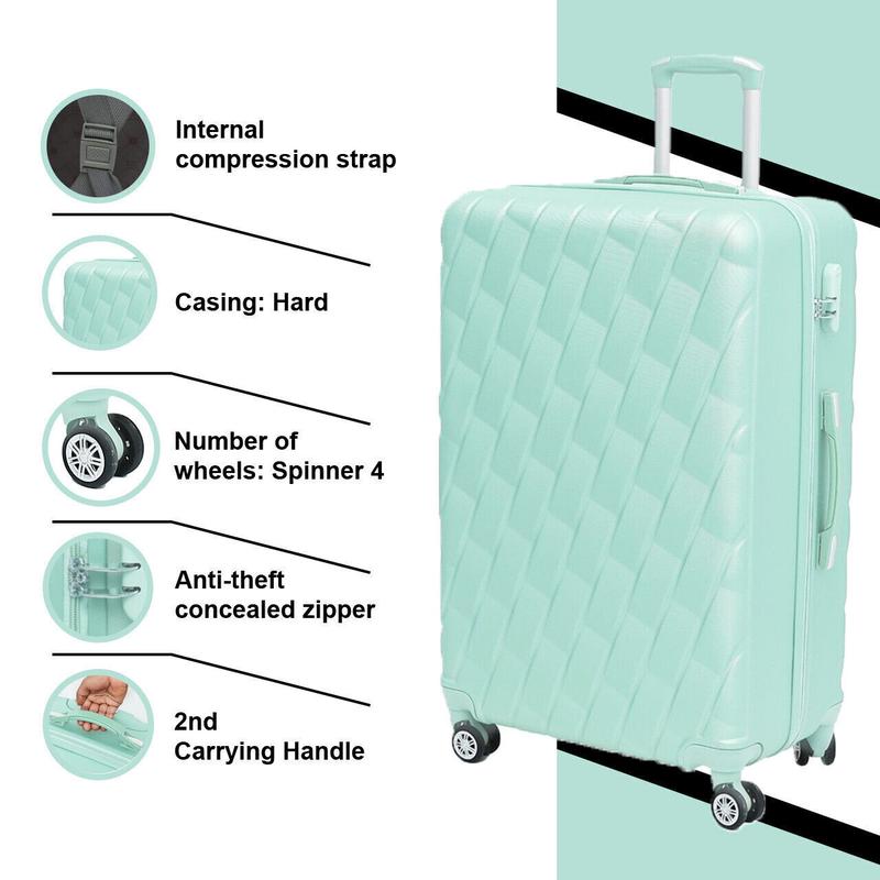 24" Medium Hard Shell Lightweight Suitcase Luggage ABS Trolley 4 Spinner Wheel 2