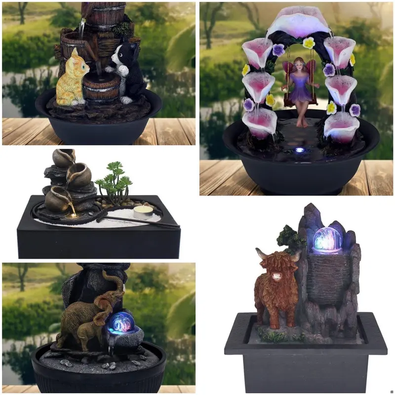 Indoor Water Feature Highland Cow, Zen Garden, Elephant, Cat, Squirrel, Otter OR Fairy 2