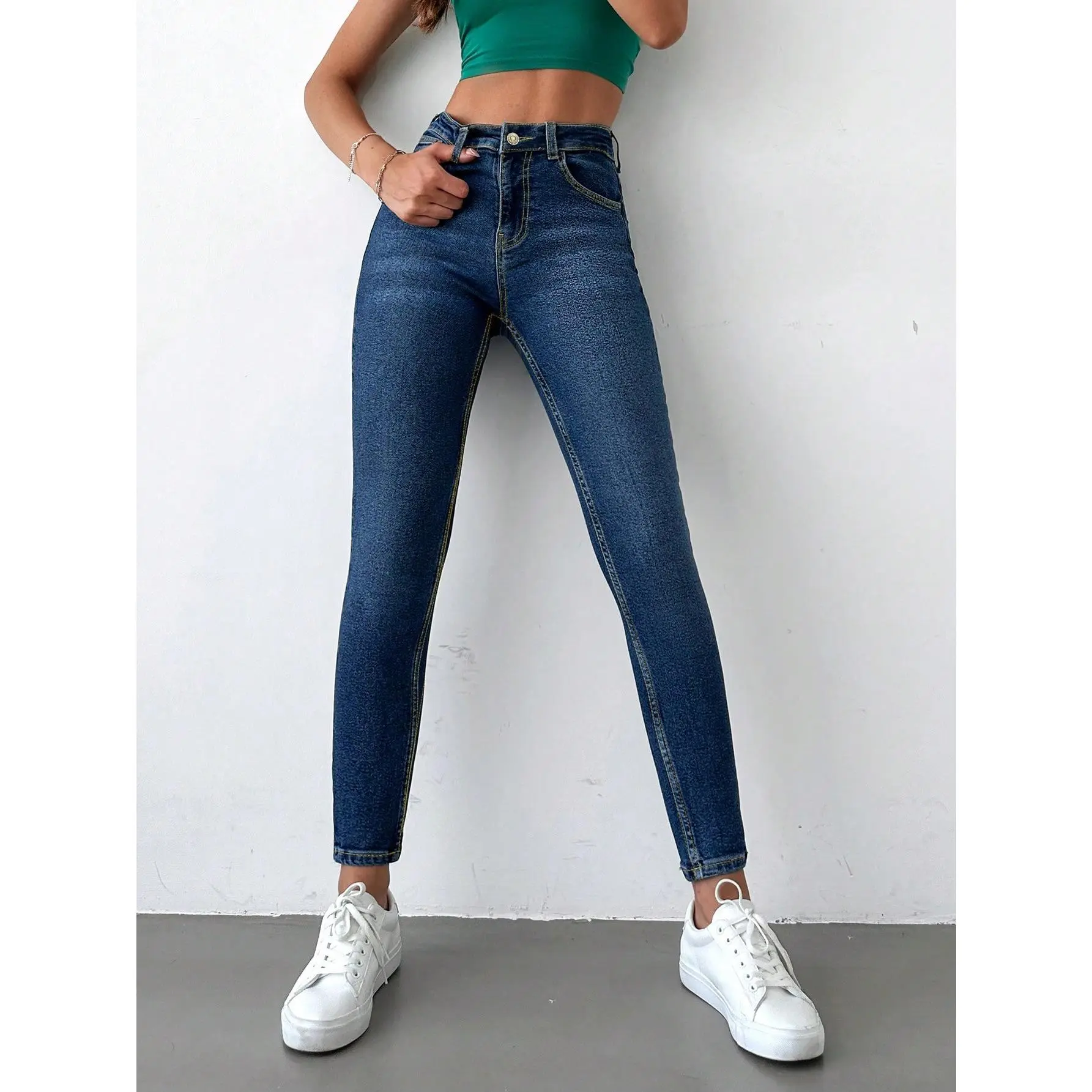 ​Women's BottomsPetite casual high waist skinny jeans [S12] jean  sweatpants jeans Fit Womenswear