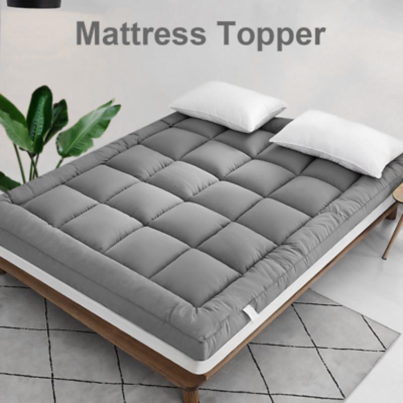 10CM Thick Mattress Topper 4" Inch Deep Grey Quilted Super Fluffy & Breathable Soft & Fluffy Heavy Fill Box Stitched Brushed Microfiber Elasticated Corner Straps topper sale 3