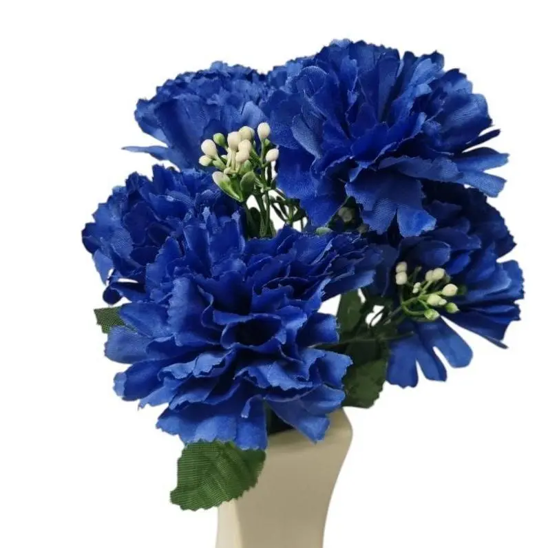 32cm Artificial Carnation Bush Royal Blue.  Display bouquet craft home decor vase filler faux fake flowers