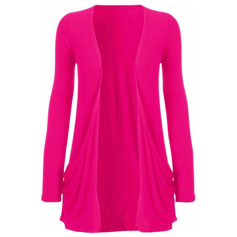 Product Introduction of Womens Girls Long Sleeve Ladies Boyfriend Cardigan TOP Open Pocket UK Plus 8-26 4