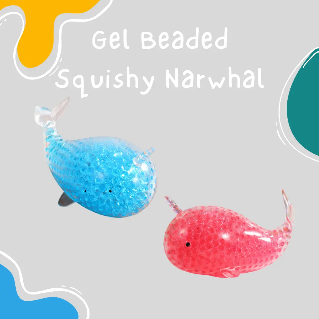 Gel Beaded Squishy Narwhal – Soft & Satisfying Sensory Fidget Toy for Stress Relief