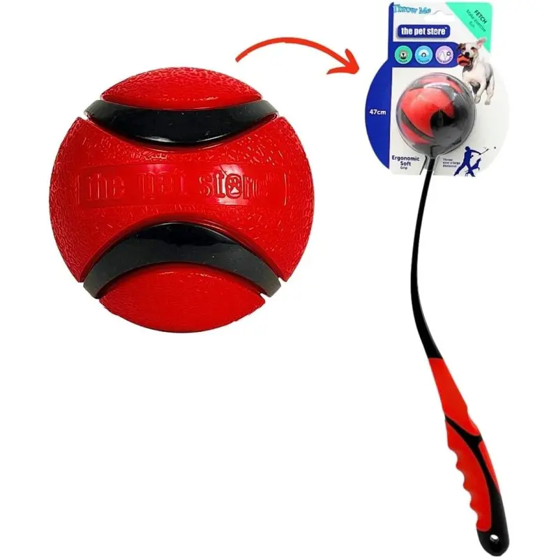 Throw Me Dog Ball Launcher - 69cm, Red & Black, Durable & Heavy-Duty 1
