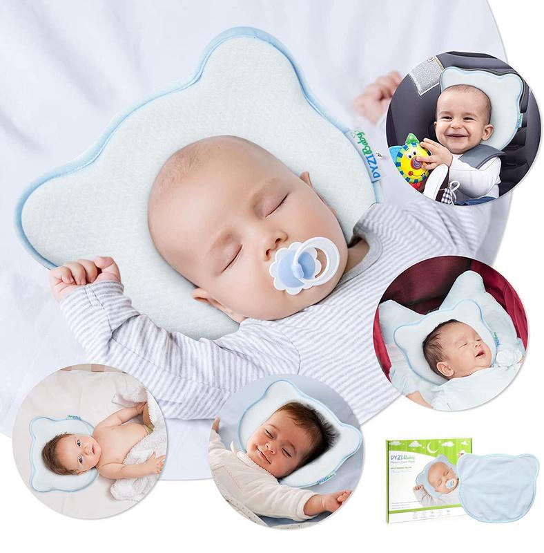 Baby Head Shaping Pillow - 3D Memory Foam Baby Cushion - Prevent Flat Head Syndrome Newborn Pillow - Infant Neck & Back Support with Soft Case - Toddler Sleeping Pillow for Car-seat Cradle Stroller 5