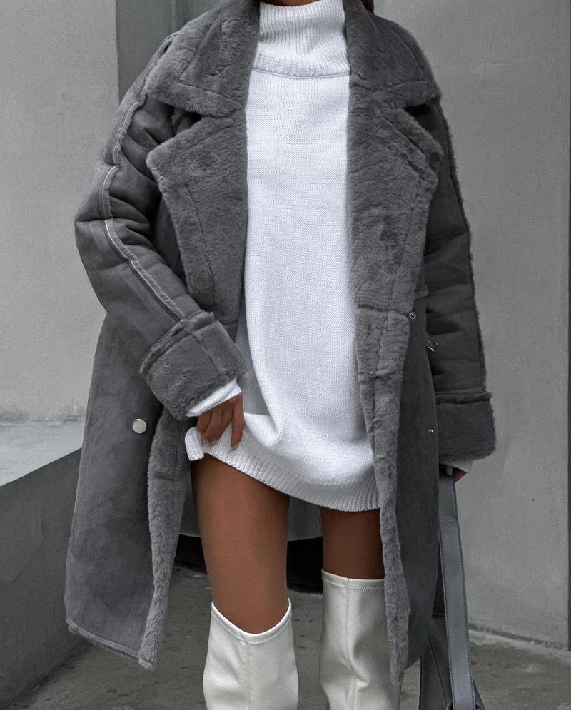 Product Introduction of 2024 new fur coat suit collar long sleeve cardigan plush coat 4