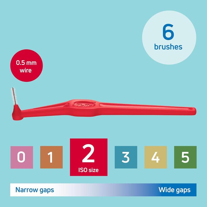 Interdental Brush Angle, Red, 0.5mm/ISO 2, 6pcs, Interspace Cleaning, Plaque Remover for Teeth with Narrow Gaps, ensures Strong Gums and Teeth 1