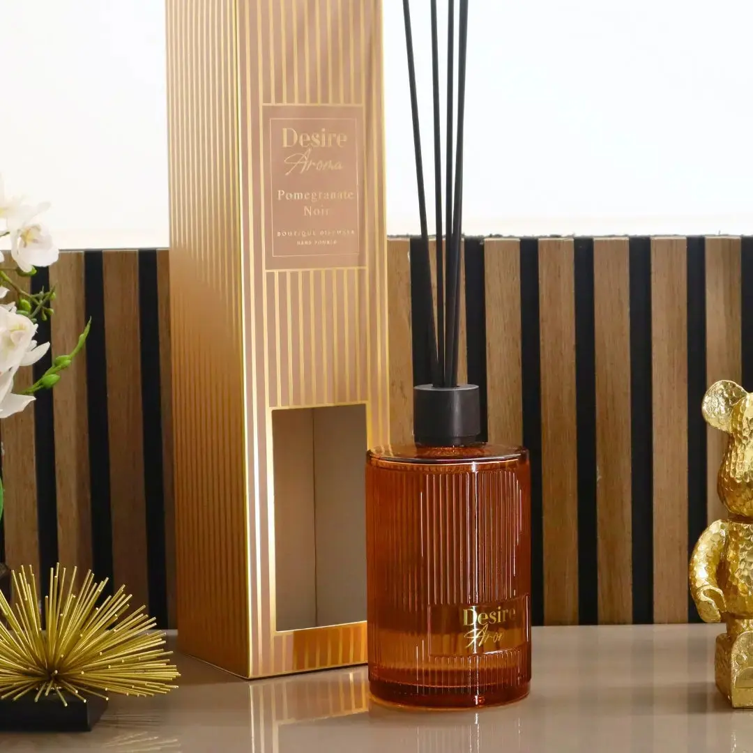 Desire Aroma Pomegranate Noir 1000ml Reed Diffuser Ridged Glass