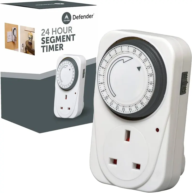 24 Hour Segment Timer Switch - Energy Saver Plug Standard Size - Plug-in Timer Socket Set - 240v 3 Pin Plug With Programmable Time Controller 0