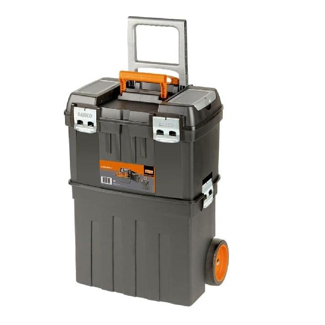 Bahco Rolling Wheeled 2 Piece Mobile Workshop Tool Storage Box Cart, 4750PTBW47 0