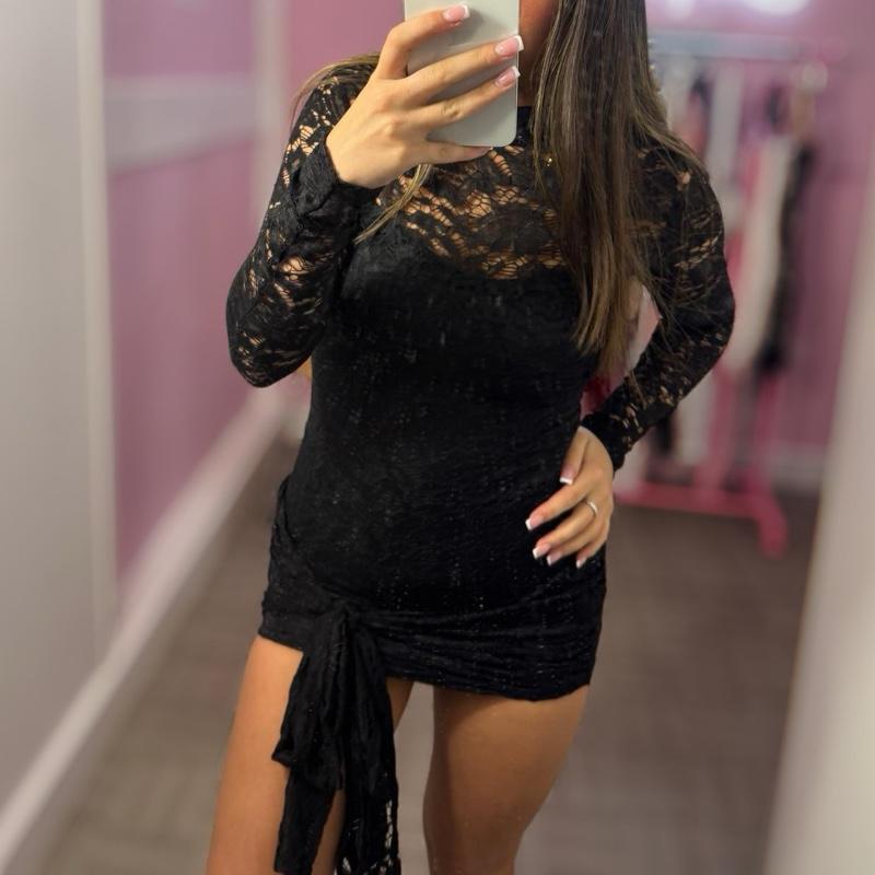 Lace Detail Tie Knot Drape Dress 6