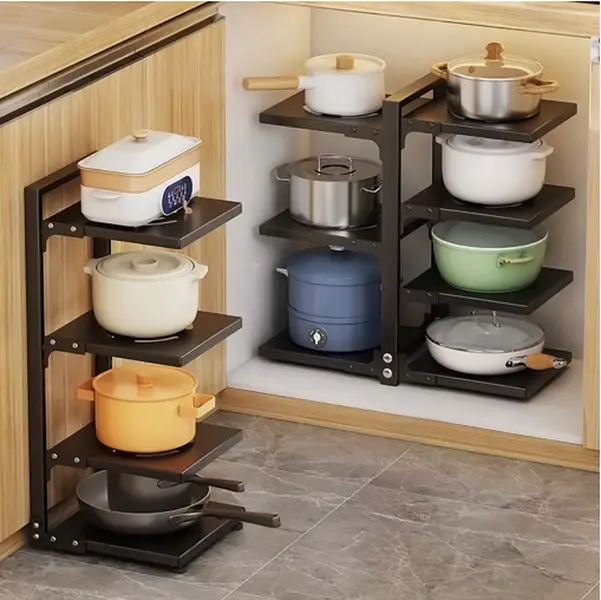 Kitchen Lid Pan Stand Saucepan Pot Rack Cupboard Storage Organiser Shelf Holder