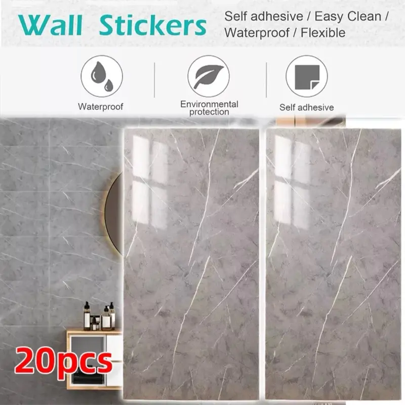 20PCS Bathroom Wall Panels PVC Cladding Shower Wet Wall Tile Marble Effect Decor