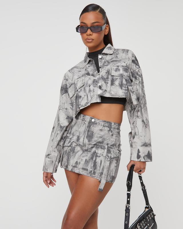 Oversized Belt Detail Cargo Cropped Jacket 5