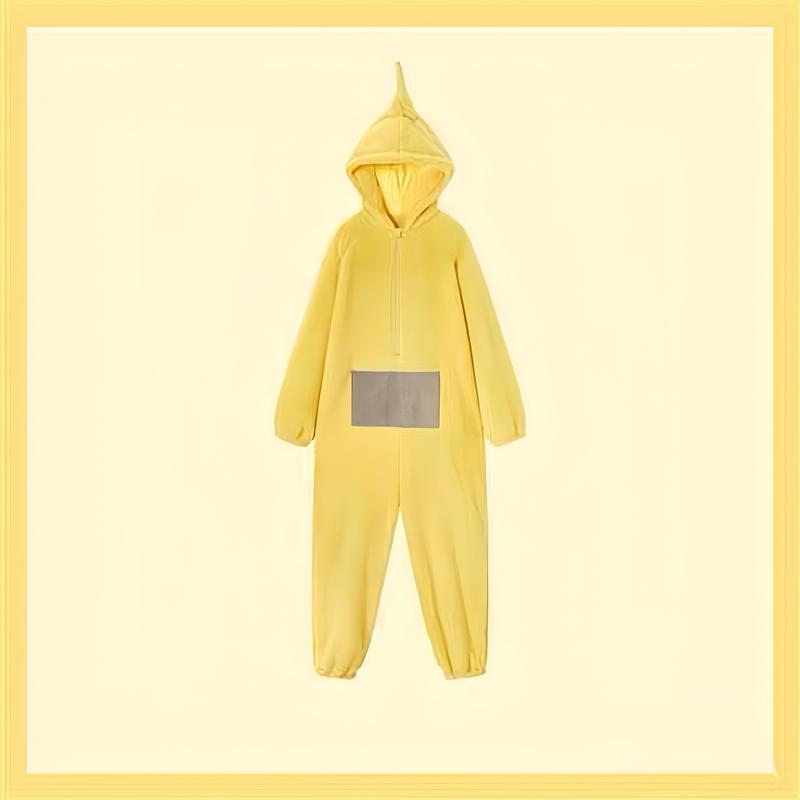 Teletubbies One-Piece Pajamas, Halloween Cartoon Role-Playing Loose One-Piece Hooded Jumpsuit Super Soft Flannel Adult Pajamas, Cute Cartoon Teletubbies Couple One-Piece Pajamas 4