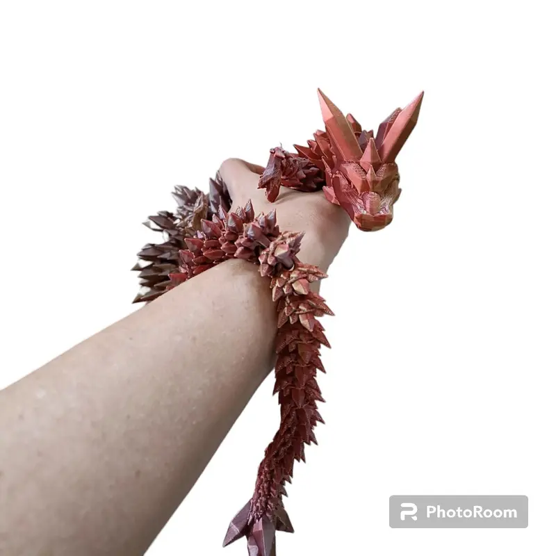 Flexi / Articulated Crystal Dragon. Large high quality 3D printed fidget / anxiety toy / ornament / sculpture Decor Gift Movable sensory 4