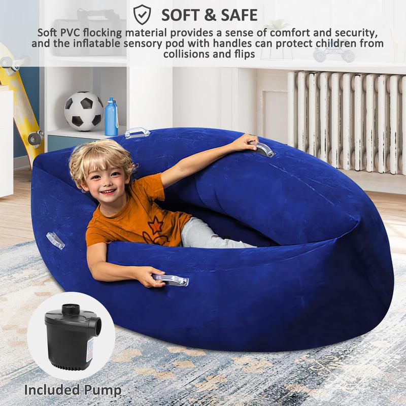 UK SELLER Sensory Chair Sofa for Kids, Inflatable Peapod Sensory Chair for Autistic Children, 60 Inch Sensory Pod as a Relaxing Haven for Children with Sensory Needs, Bottom Inflatable, with Electric Air Pump 6