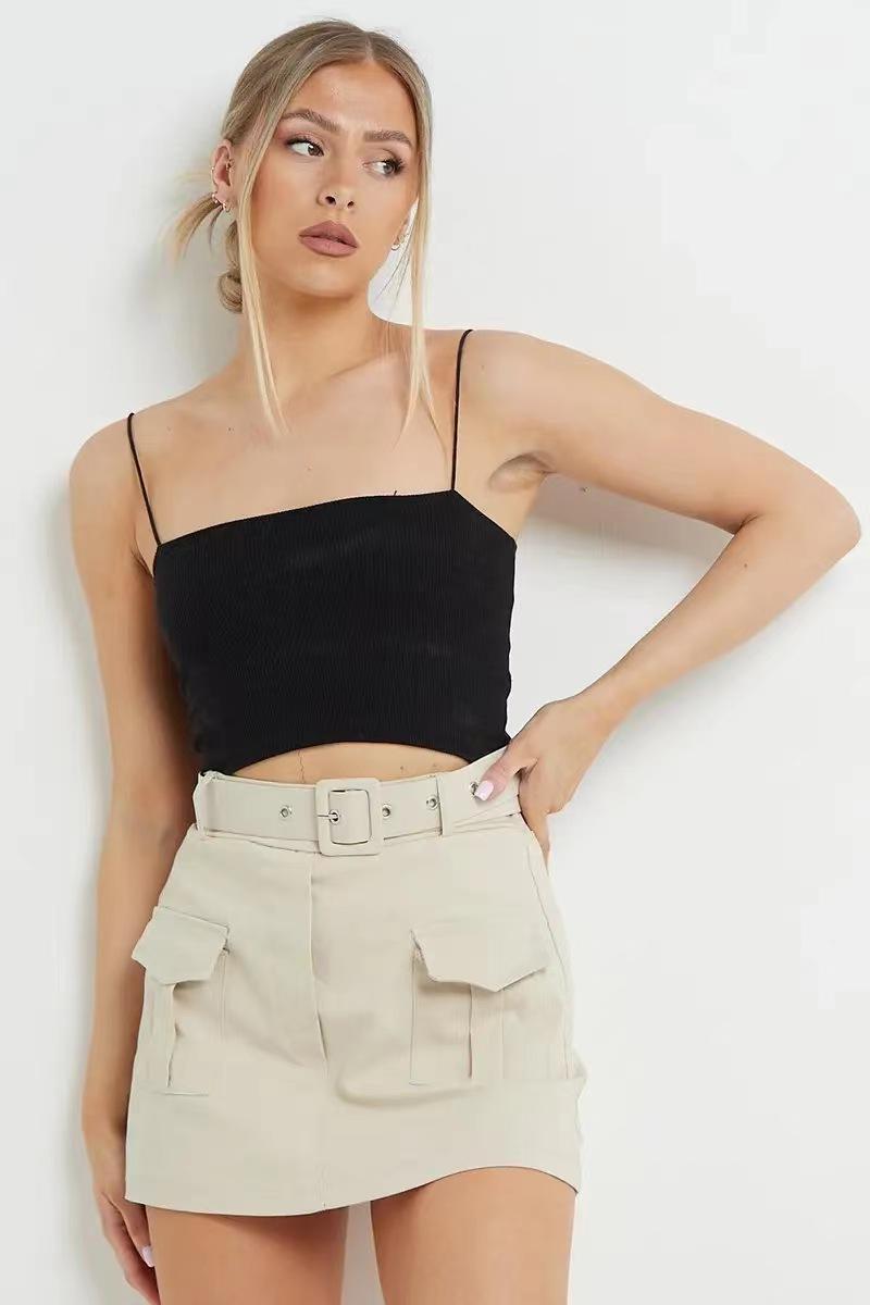 Product Introduction of (Seven Colors) High Stretch Fabric Women'sSolid Color Pockets Belt DecorShorts NewSkirts For Summer 2025 High Quality NewProductsLaunched Leather Belt Womenswear Bottom lowrise shorts joni  Lady Minimalist Basic 7