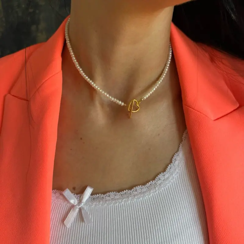 Freshwater real pearls choker necklace with sterling silver heart toggle clasp, Natural pearls custom layering  choker, Gift for mother, friend 4