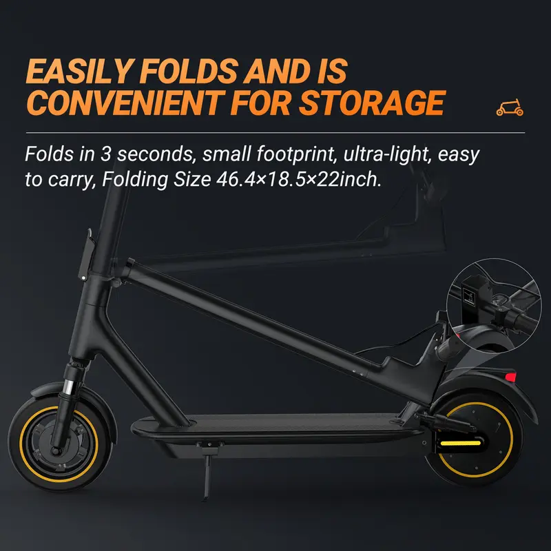 AOVOPRO Esmax High-Speed Electric Scooter - 42V 14.5Ah Lithium, 10" Air Tyres, 500W Motor, Aluminum Alloy, Dual Brake System, LED, App Control, 35-45KM Range, 25km/h Max Speed, Portable & Foldable, Black/White EScooter 6