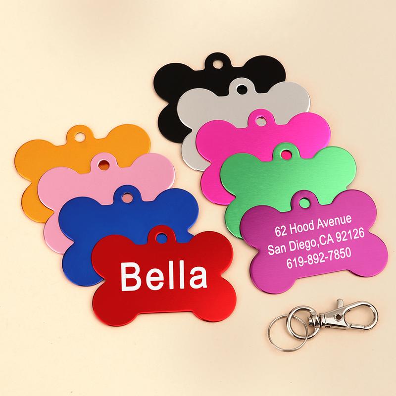 Product Introduction of Personalized Dogs Cats ID Tag Custom Alloy Bone Puppy Kitten Collar Accessories Anti-lost Pet Name Tags for Small Large Dog Cat 8